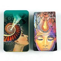 Tin Box Packing 78 Tarot Card Fate Divination Family Party Game Halloween Christmas Games blue