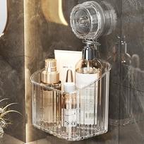 Shower Suction Cup Shelf Basket Punch-free Storage Holder Installation Bathroom Organizer Storage Rotating to Suck Remove white