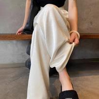 Women High Waist Casual Summer Slacks Pants Ice Silk Ankle-Length Long Trousers Female Slacks Wide Leg Pants S