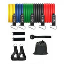 11 Pcs Resistance Bands Set Stretch Exercise Bands with Handles Home Gym Workout Bands Up to 100lbs for Physical Therapy Strength Training E red