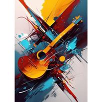 Muzikiniai instrumentai Gitara Saksofonas Fortepijonas Klarnetas Abstrakčios Plakato Spaudiniai Drobės Tapyba Sienos Paveikslas Svetainės Dekoras 21cm×30cm NoFrame