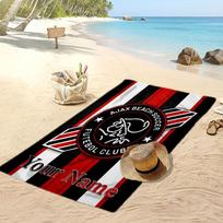 Ajax Amsterdam Personalized Printed Beach Towel Soccer Logo Support Custom Name Text Absorbent Towel For Sport Travel Special Gift 80cmx160cm(31x63inch) white