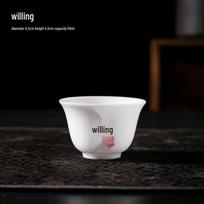 Hand-Painted Ceramic Ice-Style Teacup, Mutton Fat Jade Finish, Landscape Design, Kung Fu Tea Set. black