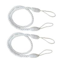 1 Pair Rope Curtain Tie-backs Holdbacks for Drapes - indoor e outdoor Curtains Hand Knitting Window white