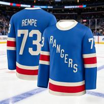 2026 Men's Ice Hockey Training Suit - Rangers Team 3D Printed Embroidery Moisture-Wicking Long-Sleeved Shirt T-Shirt Kids 4XL