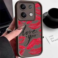 Xiaomi 14t 13t Poco X6 F6 X5 Pro Redmi Note 14 13 12 11 10 Pro modeliams, bučinių lūpų rašto, smūgiams atsparus silikoninis minkštas, su lęšio apsauga, apsaugantis nuo kritimo dėklas Redmi Note 10 Pro 4G kava