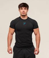 Quick Compression Gymshark Mens Dry Tshirt Short Sleeve Running Training Fitness Top black