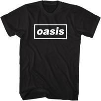 Oasis Juoda trumpomis rankovėmis T-shirt su logotipu suaugusiems 90-ųjų Britų Pop Rock Muzikos Grafinės T-shirt'ai S juoda