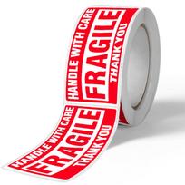 250  Fragile  Self-Adhesive Stickers - Handle with Care/Do Not Open - English Copperplate Warning Labels gray
