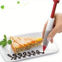 Silicone Icing Piping Pen Uncharged Food Decorating Writing Tool with Pastry Nozzle for Cookie Cake & Dessert Decoration Kitchen Accessories Bakeware 1pc beige