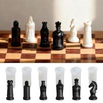 3D Nternational Chess Silicone Mold Queen King Candle Mold Diy Aromatherapy Gypsum Epoxy Resin Crafts Soft Mold A7 gray