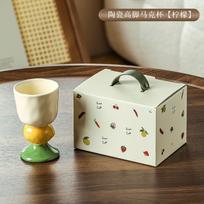 150ml Ceramic Mug Creative High-foot Ice Cream Dessert Bowl Strawberry Ceramic Coffee Cup Exquisite Afternoon Tea Flower Tea Cup 150ML
