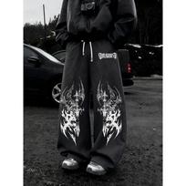 Gotikinis Metalinis Kardas Spausdinimo Sportinės Kelnės Lotyno Amerikos Gatvės Stilius Y2K Vyriškos Laisvos Laisvalaikio Kelnės L black