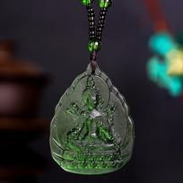 Green Tara Necklace Long Sweater Chain Manjushri Pendant Amitabha Pendant Unisex Gift gray