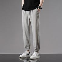 Men's Summer Ice Silk Thin Leg Pants New Elastic Sports Casual Quick Dry Pants 2XL