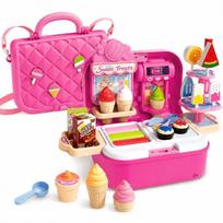 Ice Cream Toy Play Set for Girls: 2-Way Handbag & Shoulder Bag with Storage Case. Cute Sweet Shop Pretend Play Toy for Girls Ages 3-10. Educational
