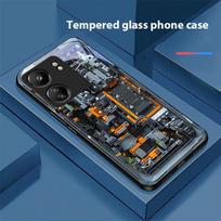 Grandinės statybiniai blokeliai Xiaomi Redmi 13C Note13 12 Pro Plus 5G Note 9 13T Pro POCO X6 F5 F6 Juodas grūdintas stiklas Telefonų dėklas For Redmi 9A black