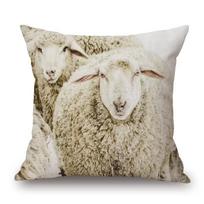 Nordic Retro Style Animals Poster Cushion Cover Highland Cow Calf Stag Goat Moose Fo Bear Print Pillow Case,(3) 66x66cm white
