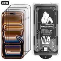 3pcs Easy Install Box Dust-Free 3D Curved Edge HD Electroplated Explosion-Proof Tempered Glass Film For iPhone 17 Pro Max