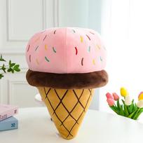 Adorable Ice Cream Cone Plush Pillow Soft Stuffed Toy For Cozy Home Decor And Comfort Pink Khaki