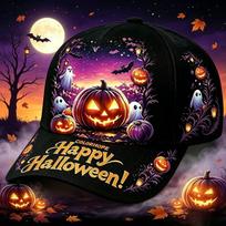 Hot-selling D digital printing curved brim Halloween baseball cap fashion sun hat Adjustable (56-60cm) beige