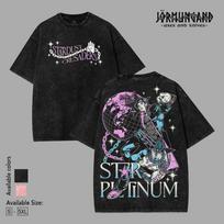Retro Vintage Jotaro Kujo Washed Cotton T-Shirt, Star Platinum Stand Graphic Tee M gray