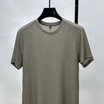 Men's Slim Fit Bamboo Mesh Ice Silk Short-Sleeve T-Shirt - Cool, Comfortable, and Trendy Summer Casual Top M chaki