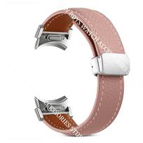 Odinė apyrankė be tarpų Samsung Galaxy Watch 7/6/5 40mm 44mm 6 Classic 47mm 43mm Quick Fit dirželiui, balta, su magnetine D-sagtimi Galaxy 7 40mm 44mm gray
