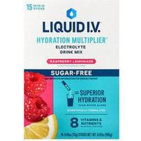 Liquid I.V., „Hydration Multiplier®“, elektrolitų gėrimų mišinys, aviečių limonadas, be cukraus, 15 lazdelių po 13 g (0,45 uncijos)