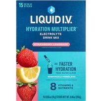Liquid I.V., „Hydration Multiplier®“, elektrolitų gėrimų mišinys, braškių limonadas, 15 lazdelių po 16 g (0,56 uncijos)