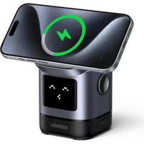 Ugreen Uno W709 45775 Belaidis įkroviklis, 20 W, 15 W, 5 W, Qi2, MagSafe, 3 įrenginiai, 1x USB-C, juodas, pilkas