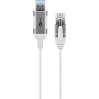 goobay Ethernet adapter cable USB-A 3.2 Gen1 > RJ-45, Slim (white, 5 meters)