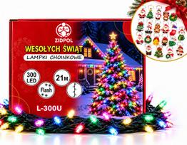 Lauko girlianda 300 LED, ZIDPOL L-300U, įvairių spalvų flash+raktų pakabukas