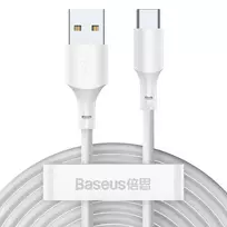 Baseus Simple Wisdom data transfer and charging cable | USB-A to USB-C | 20W | 1.5m | white | 2-pack