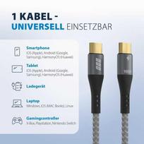 EFB USB-C Cable Set 100W PD 3.0 5A E-Marker Chip 2x2M grey
