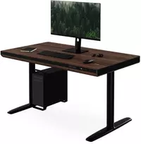 Elektrinis stovas-stalas su stalčiumi ir belaidžiu Qi įkrovikliu, juodas/riešutmedžio, 1200 mm: ELLIS (Jan Nowak 5907367514650)