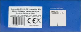 CB antena PNI ML75, sulankstoma, 26-28MHz, 300W su pridedamu magnetiniu pagrindu, ilgis 90cm