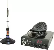 CB PNI ESCORT HP 8024 ASQ radijo stoties komplektas, 12-24 V, 40 kanalų, 4W + CB PNI ML70 antena su magnetu