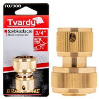 Žalvarinė greitoji žarnos jungtis su STOP BRASS-LINE, 3/4″ TVARDY T07308