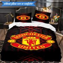 Manchester United Crest 3pcs Bedding,Including 1pc Duvet Cover And 2pcs Pillowcases Perfect for Christmas,Ideal for Bedroom, Dormitory 135cmx200cm