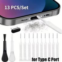 Mobile Phone Speaker Charging Port Cleaning Set Dust Plug for iPhone 17 16 15 Earphones Clean Kit Brush for Samsung Xiaomi gray