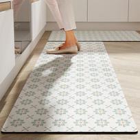Virtuvės grindų kilimėlis Neslystantis Atsparus aliejui Valomas Kilimas Odinis PVC Vandeniui atsparus Kilimas Smėlio spalvos Rašto tekstūra Namų dekoro kilimėliai 1pc 50x80cm white