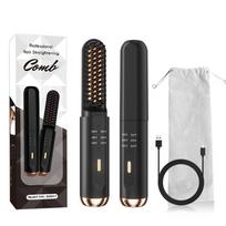 Electric Hair Brushes Wireless Hair Straightener Brush Anti-Scalding Hot Comb Ceramic Cordless Beard Straightener for Men juoda