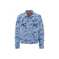 Evisu SS21 Seagull Embroidered Camouflage Denim Jacket Men jackets Blue 2ESHTM1DJ709LF L gray
