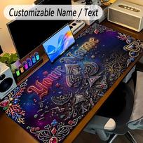 Fantasy Magic Theme Personalized Mouse Pad Custom Name Text Non Slip Desk Pad For Laptop Office Desktop 30cmx60cm blue
