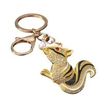 Lobster Clasp Keychain Pendant, Enamel Squirrel Design Key Charm with Rhinestones, Colorful Pendant Large Rotating Chain Ring Suitcase juoda