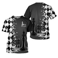 Custom Name Chess Chess Pattern Tshirt For Men Women All Over Printed Short Sleeve T Shirts For Chess Lover Mens Tees Sportwear 5XL gray