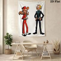 Spirou Crest Wall Tapestry Aesthetic Wall Hanging Printed Fabric Blanket Decorative Tapestries for Bedroom Living Room Home Decor 100cm x 150cm