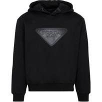 PRADA Logo Leather Patch Hoodie UJL20-0S21210GS M gray
