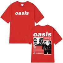 2025 Summer O-Oasis Rock Band for Men Women British Music Albums Vintage Tees Crew Neck Short 100% Pure Cotton Leisure T-shirt S red